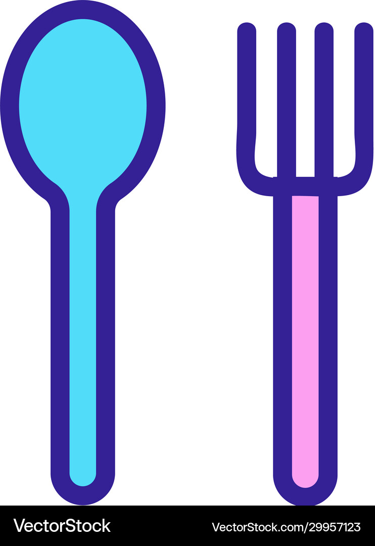 Spoon and fork icon isolated contour Royalty Free Vector