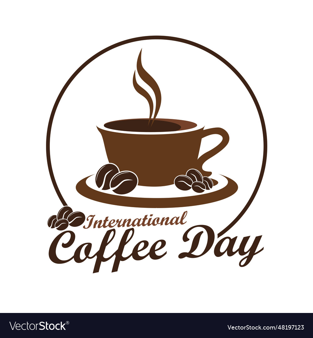 Symbol international coffee day with coffee and Vector Image