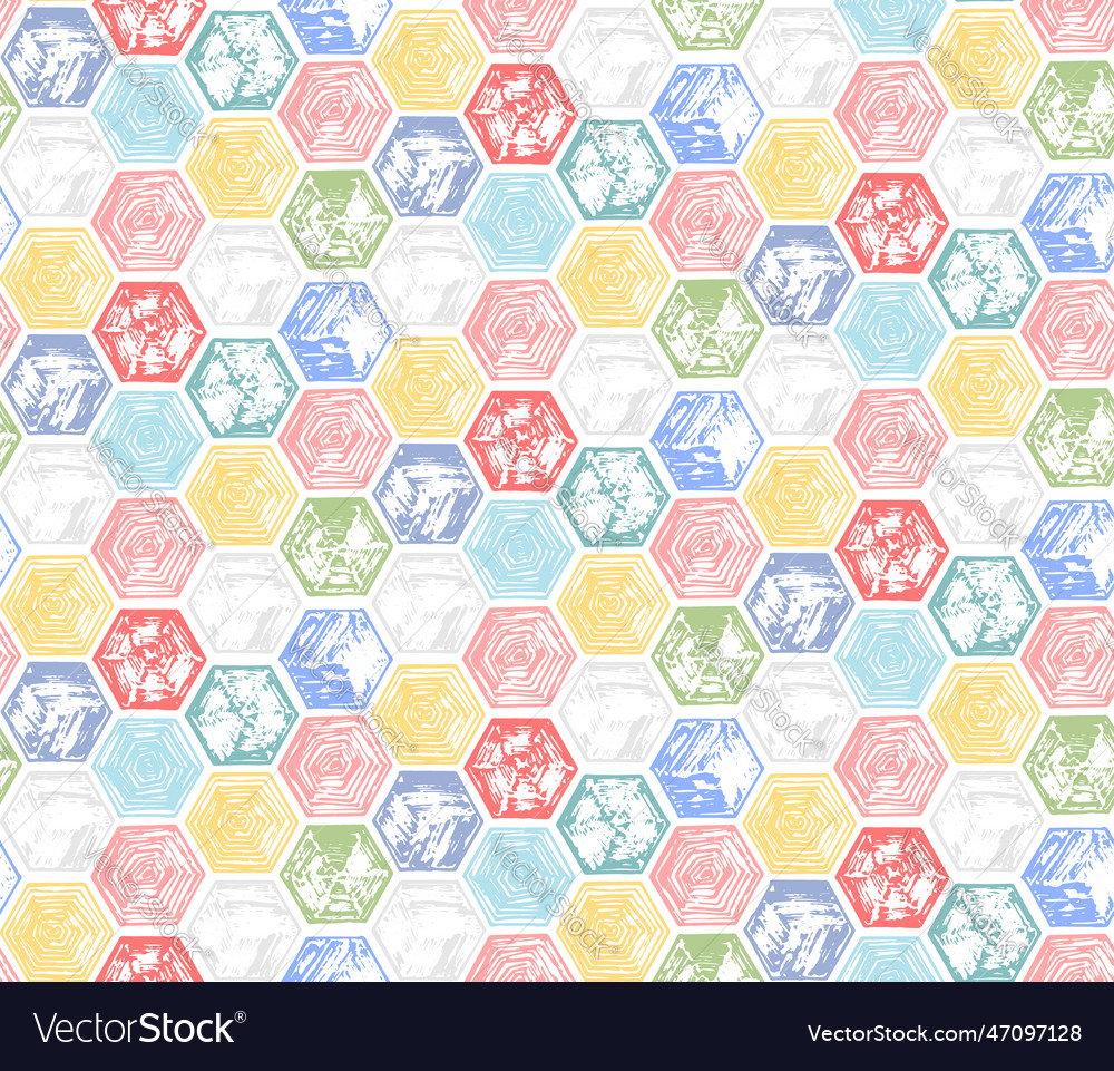 Bright geometric pattern with colorful hexagon Vector Image Bright geometric pattern with colorful hexagon