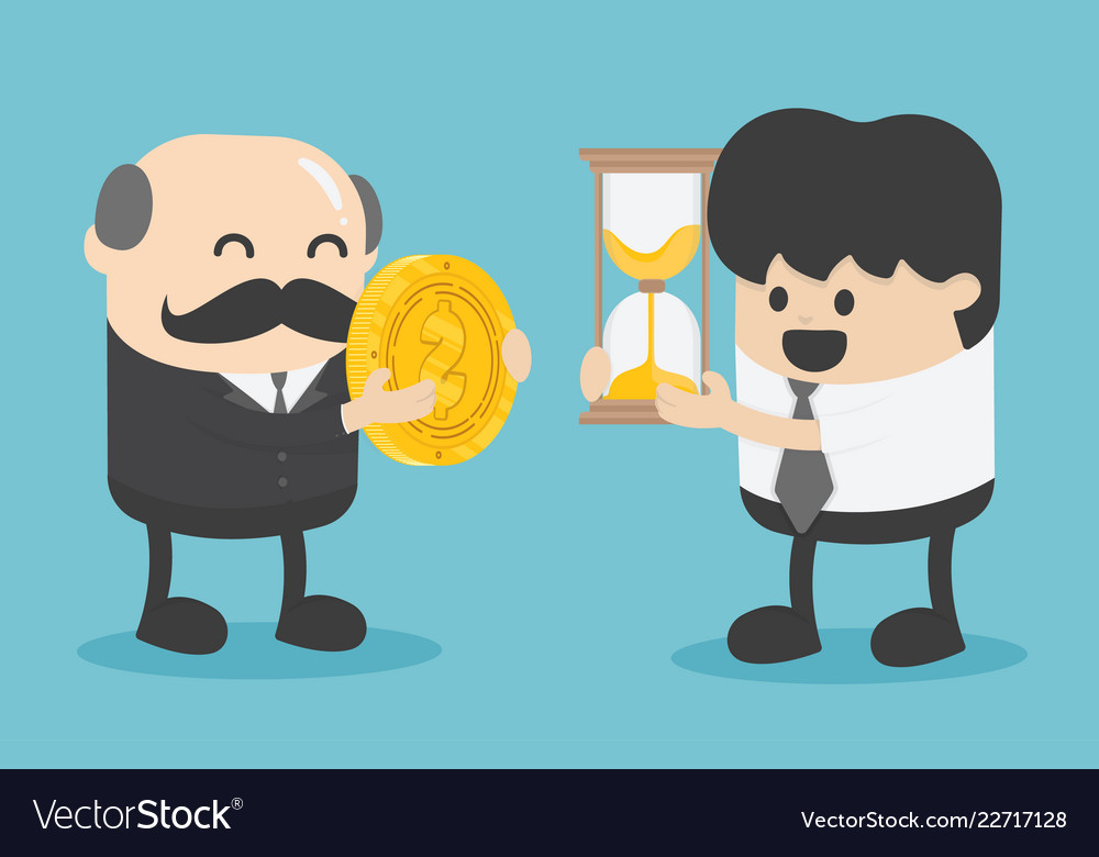 Businessmen Exchange Money With Time Royalty Free Vector Businessmen Exchange Money With Time Vector Image