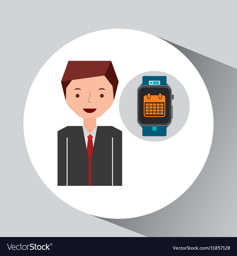 Cartoon man smart watch and calendar Royalty Free Vector Cartoon man smart watch and calendar Royalty Free Vector