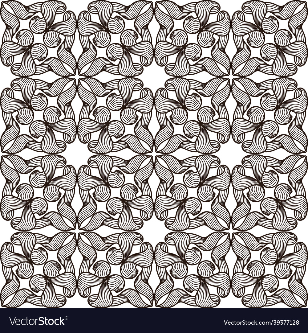 Ceramic tile seamless pattern with wave line curls vector image Ceramic tile seamless pattern with wave line curls