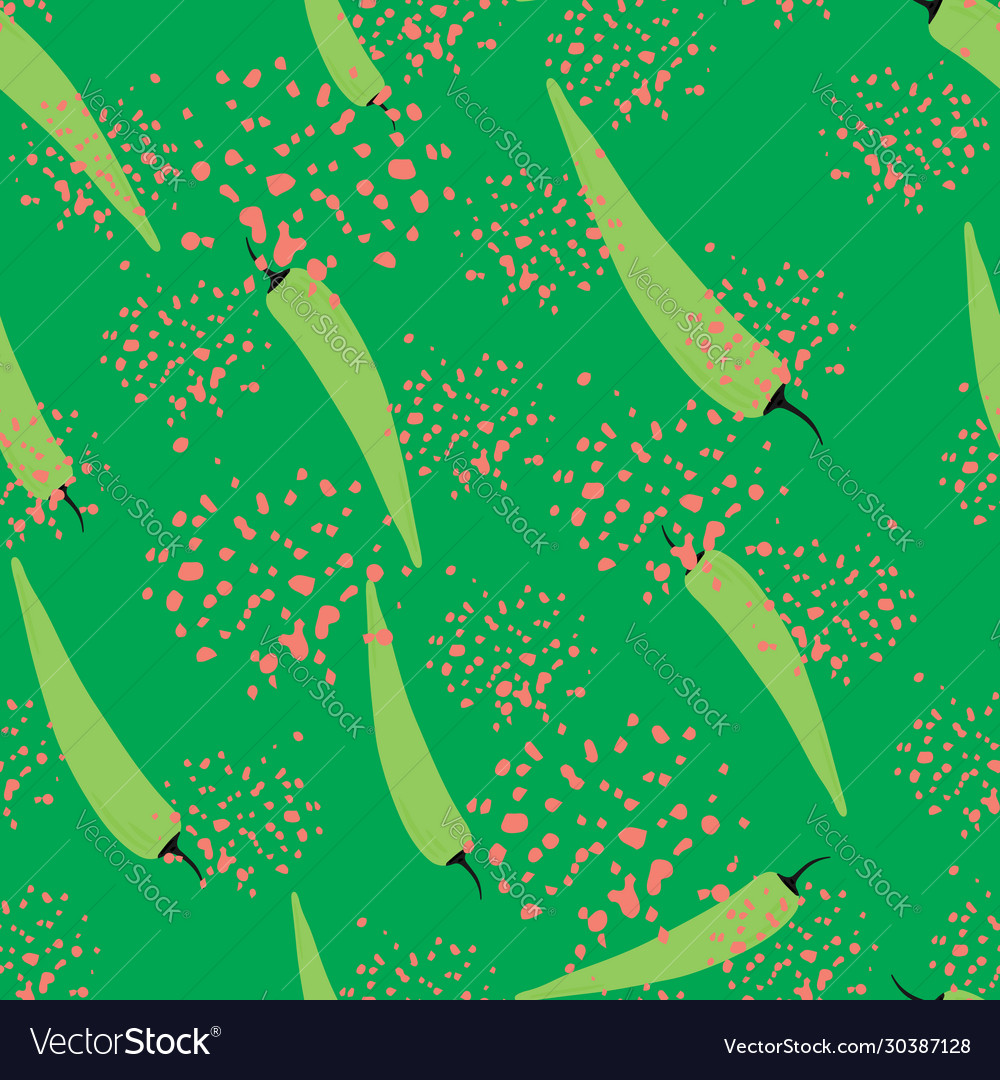 Chilli seamless pattern on dots background chile