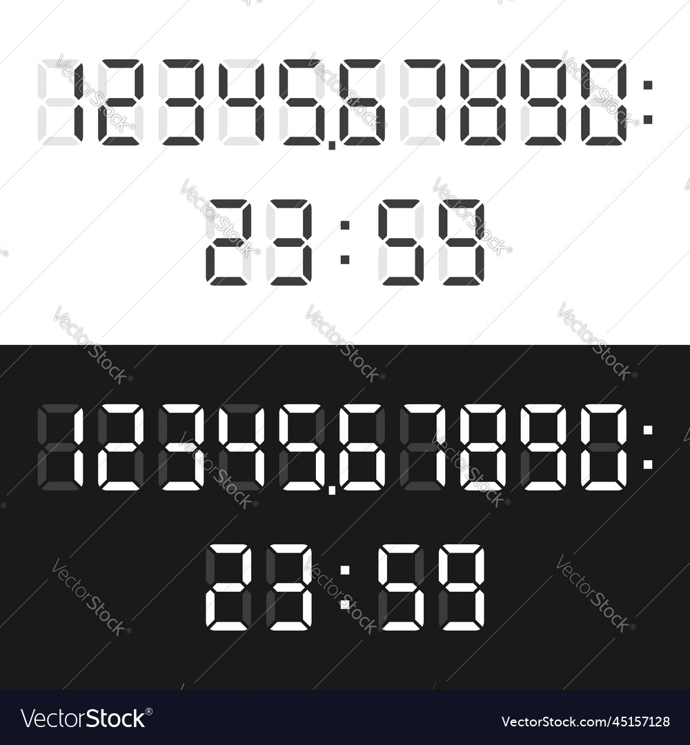 Digital Time Display Font Set