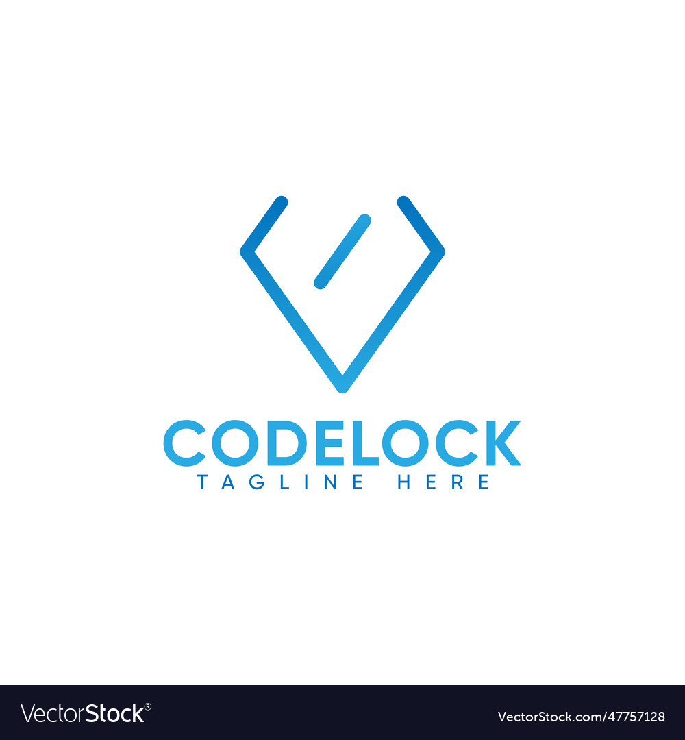 Eps10 code lock logo with initial letter v