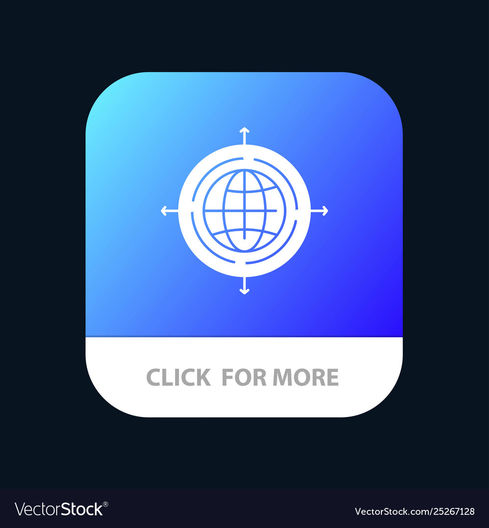 Globe focus target connected mobile app button vector image Globe focus target connected mobile app button