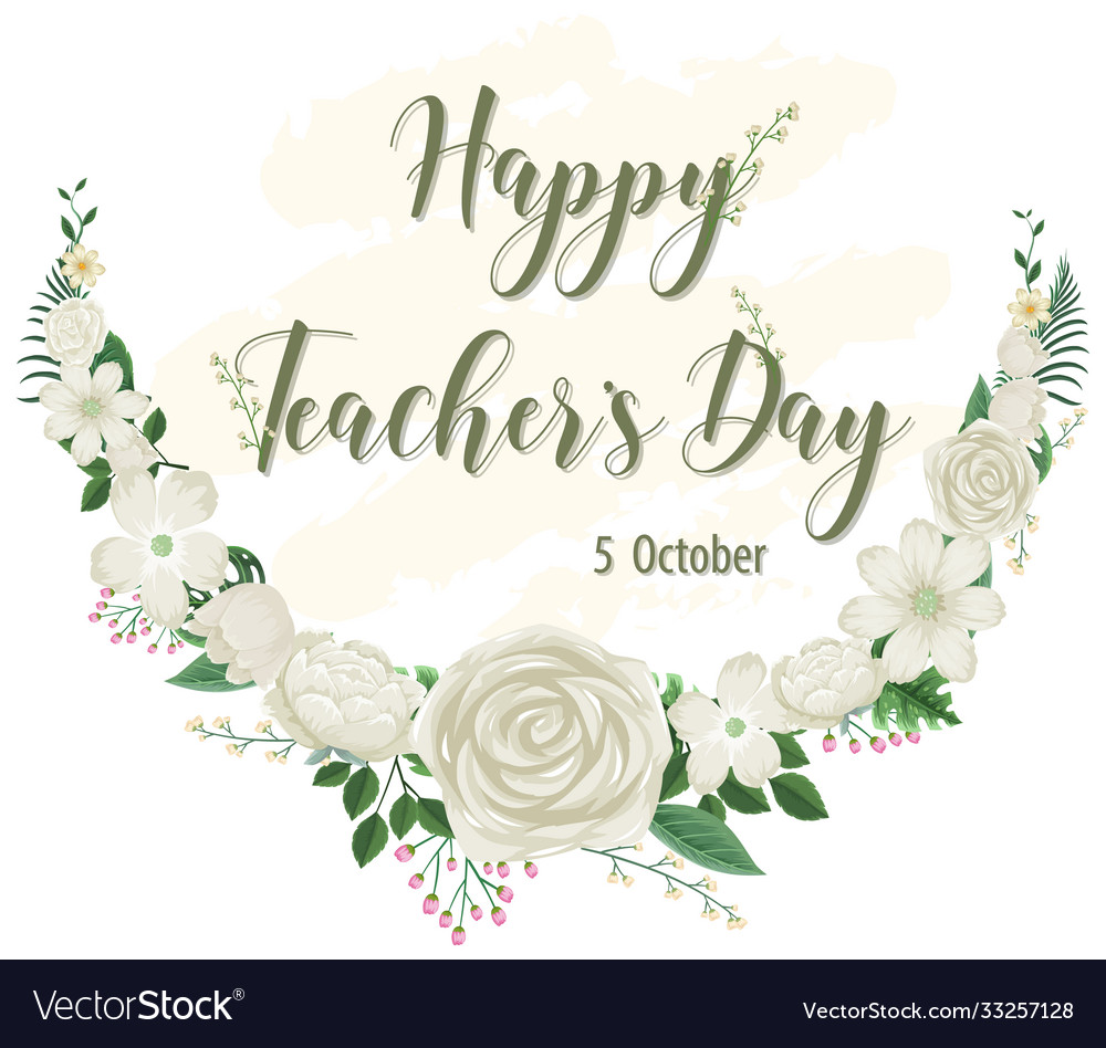 Happy teachers day logo with floral theme Vector Image