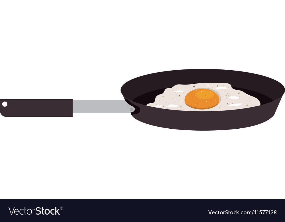 Horizontal frying pan with egg