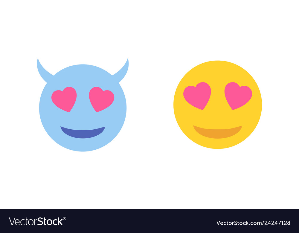 Icon emoticons evil and love in flat design Vector Image