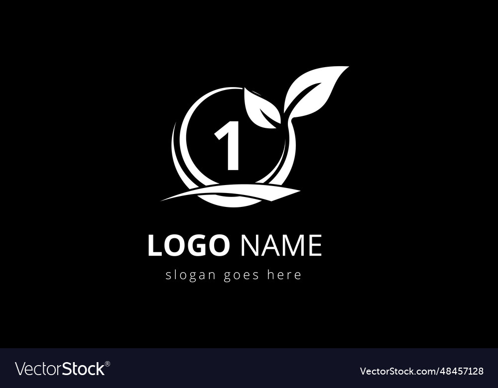 Initial 1 monogram alphabet with circle leaf Vector Image Initial 1 monogram alphabet with circle leaf