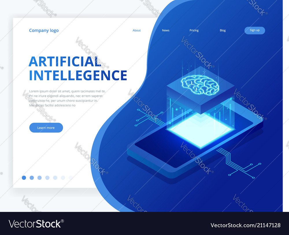 Isometric artificial intelligence business concept