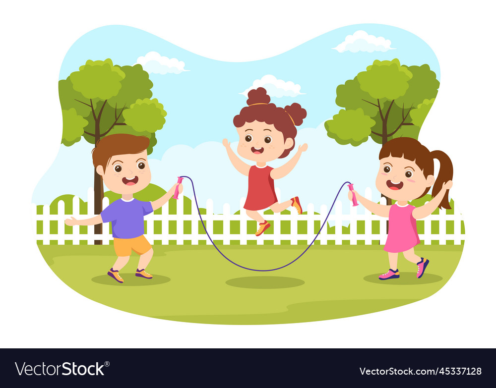 Jump rope with kids playing skipping wear