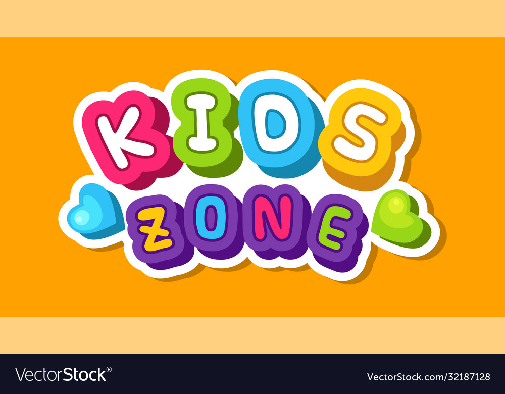 Kids Zone Banner Cute Colorful Children Playing Vector Image