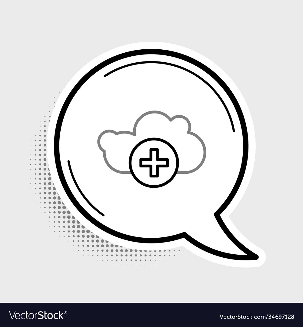 Line add cloud icon isolated on grey background vector image Line add cloud icon isolated on grey background