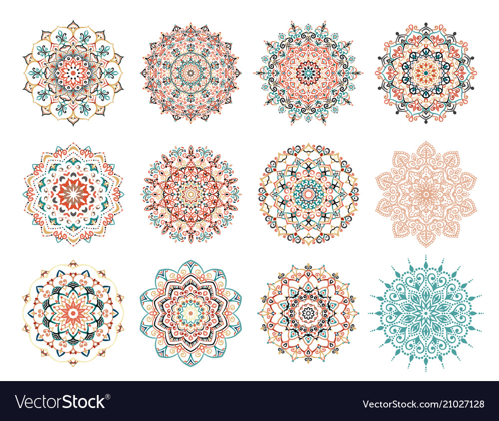 Mandala design elements collection Royalty Free Vector Image