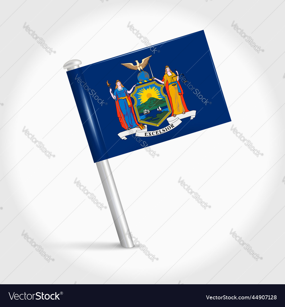 New york map pin flag 3d realistic Royalty Free Vector Image