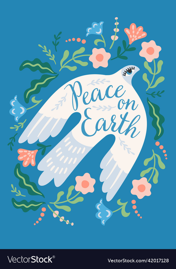 Peace on earth dove of template for card Vector Image