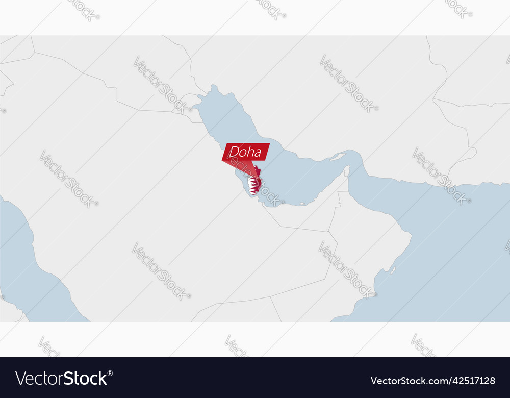 Qatar map highlighted in flag colors
