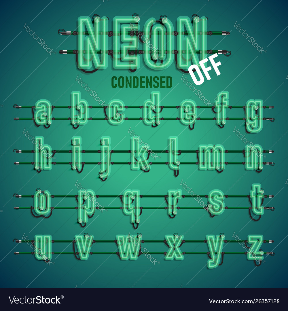 Realistic neon font with wires and console