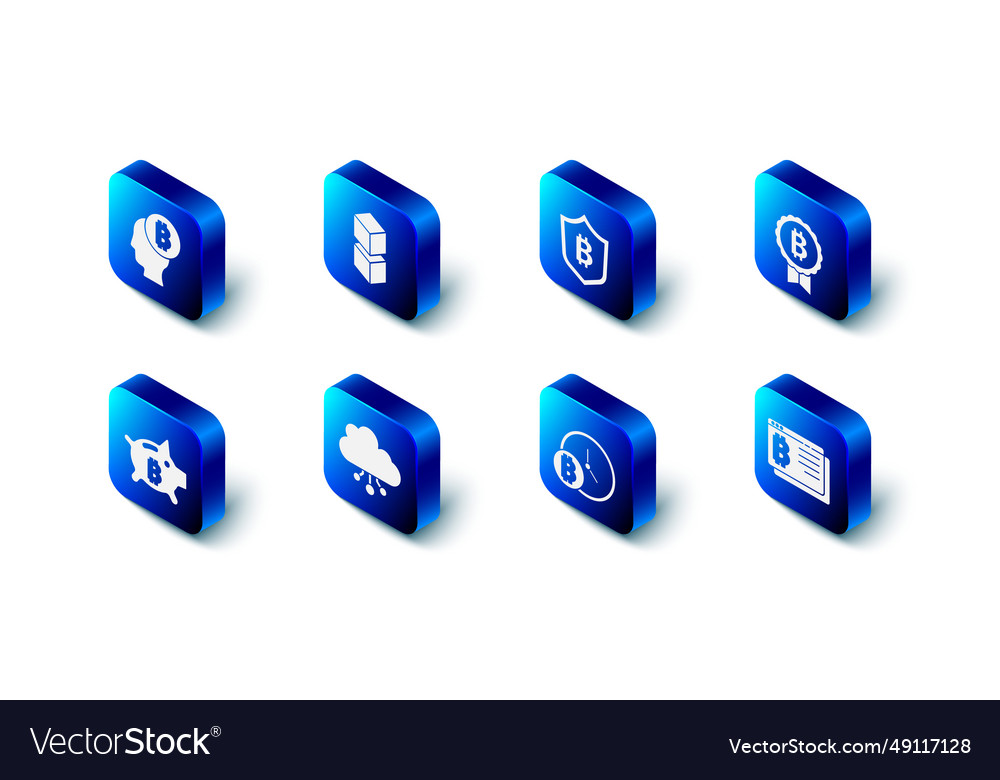 Set blockchain technology shield with bitcoin vector image Set blockchain technology shield with bitcoin