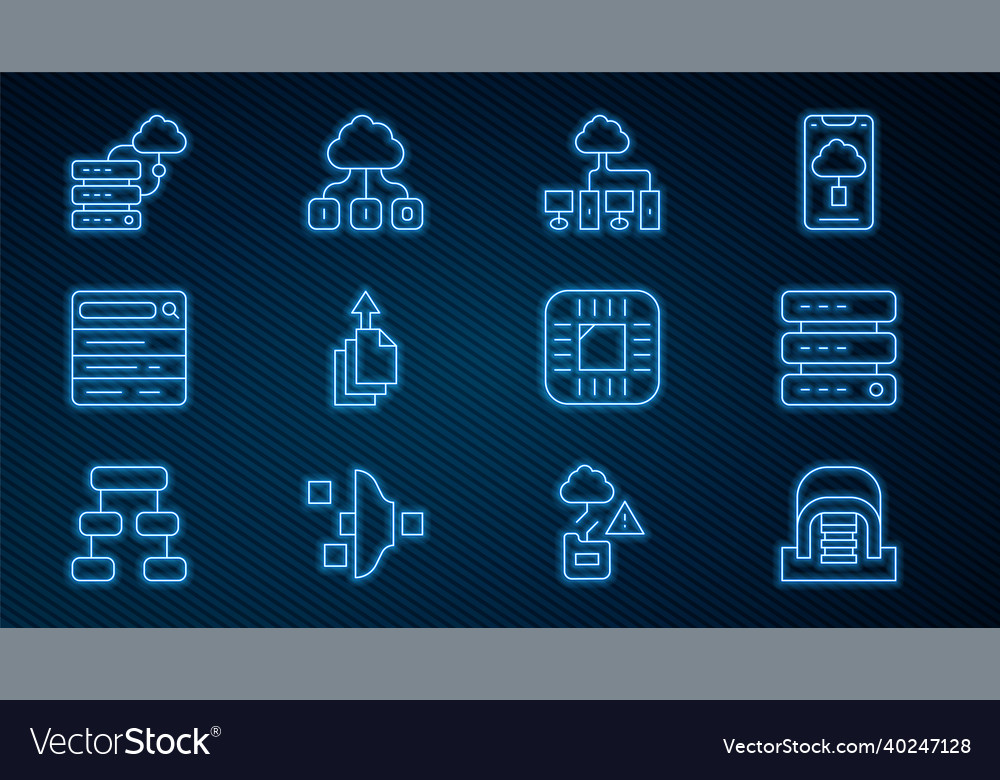 Set line hangar with servers server data web vector image Set line hangar with servers server data web