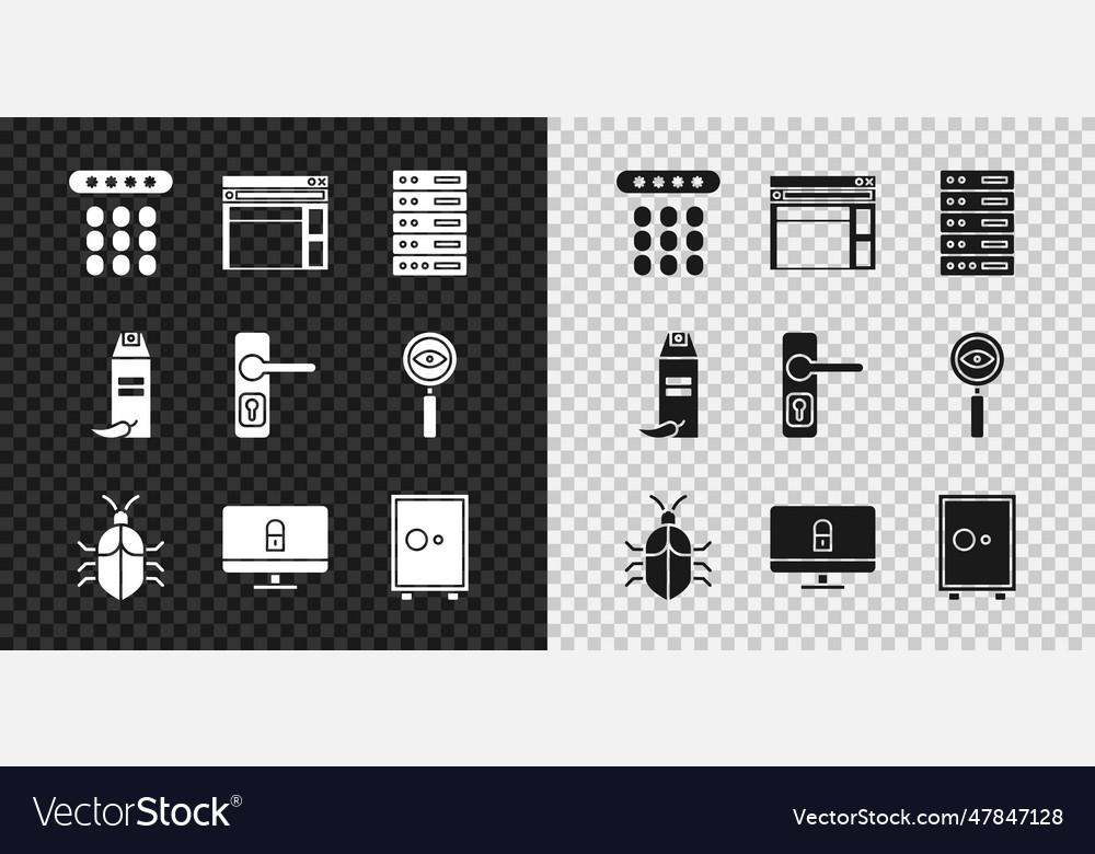 Set password protection website template server Vector Image Set password protection website template server