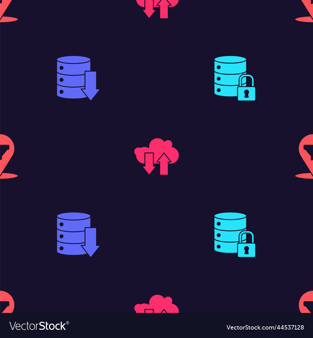 Set server security with lock data web vector image Set server security with lock data web