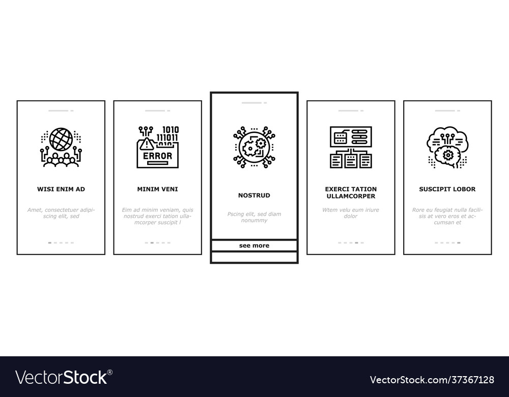 System work process onboarding icons set