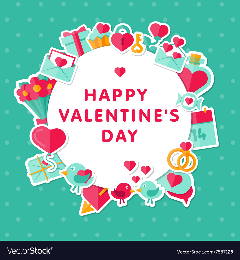 Valentine background with flat elements