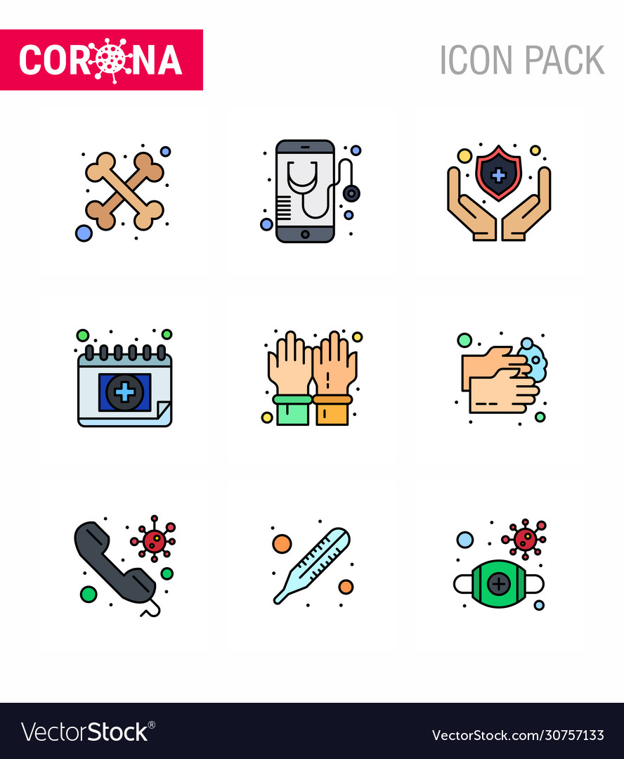 9 filled line flat color coronavirus covid19 icon