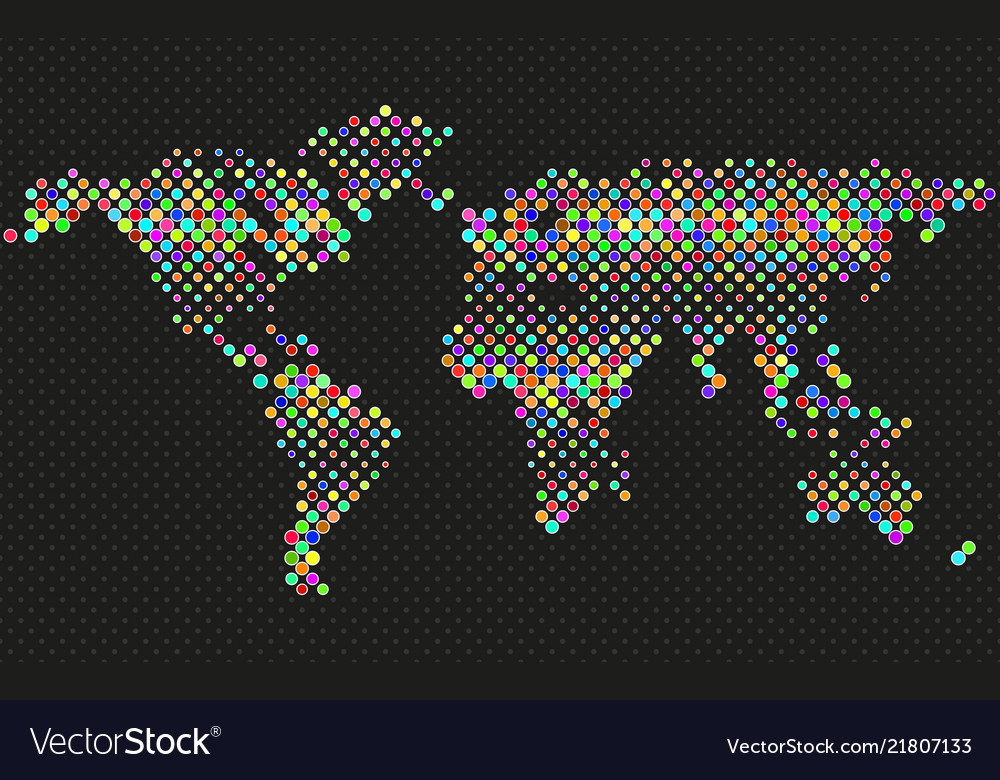 Abstract world map of colorful circles
