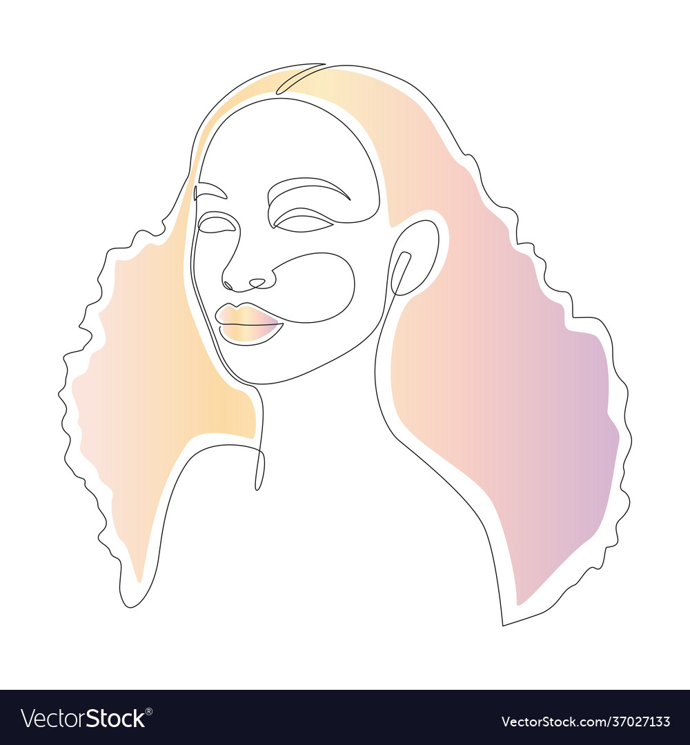 African woman face line drawing minimalistic