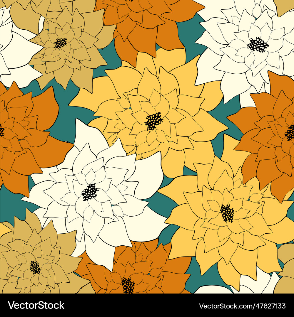Beautiful paper art seamless pattern with flowers Vector Image