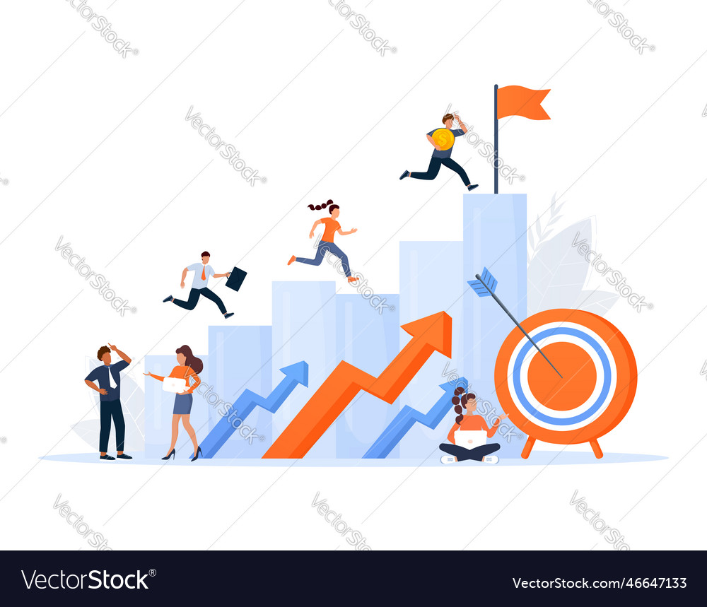 Business team walking success ladder or steps Vector Image