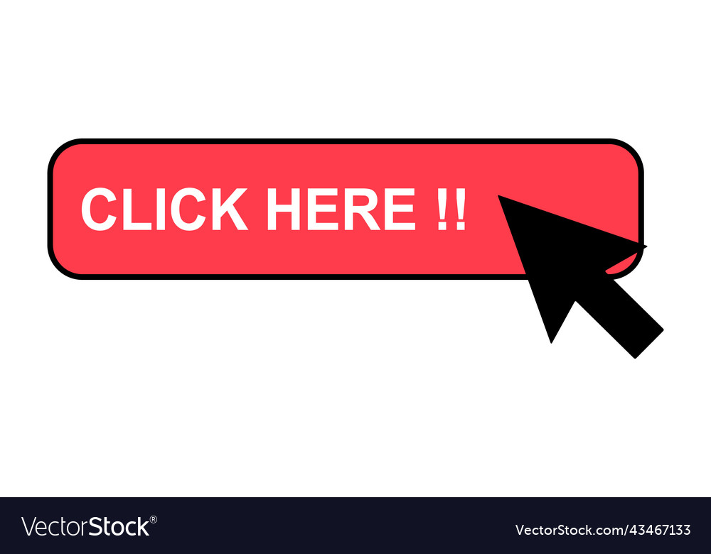 Click here web button internet flat pointer vector image Click here web button internet flat pointer