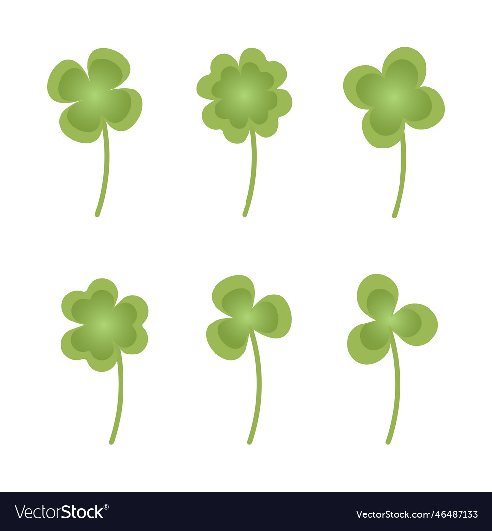 Clover leaves set green leaf lucky Royalty Free Vector Image