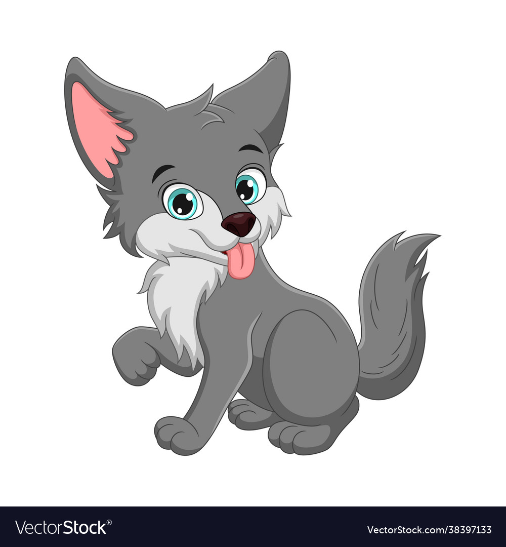 Cute wolf cartoon showing tongue Royalty Free Vector Image