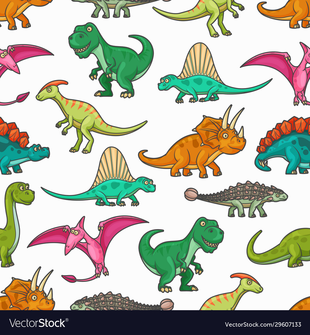 Dinosaur Seamless Pattern - Jurassic Era Vector Image