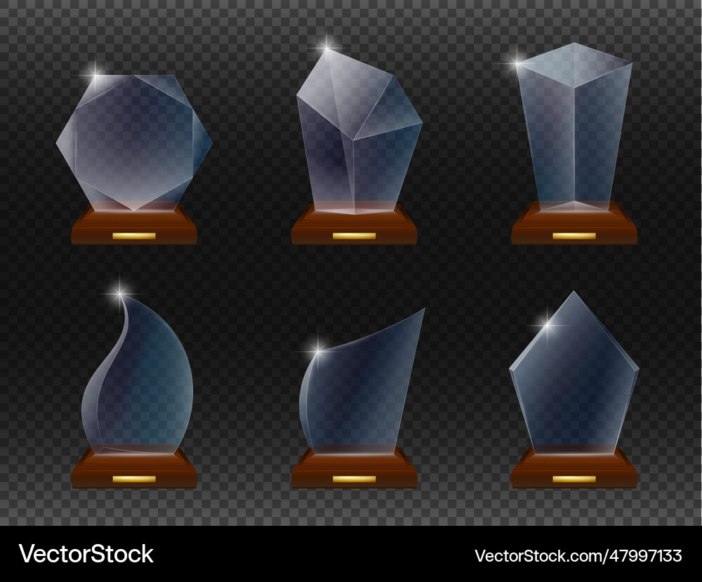 Glass award template set trophy award Royalty Free Vector