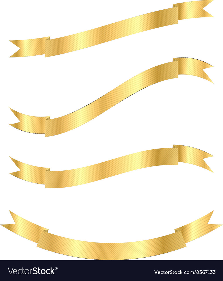 Golden ribbons of different shapes with texture