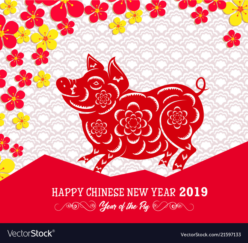 Happy chinese new year 2019 of the pig lunar