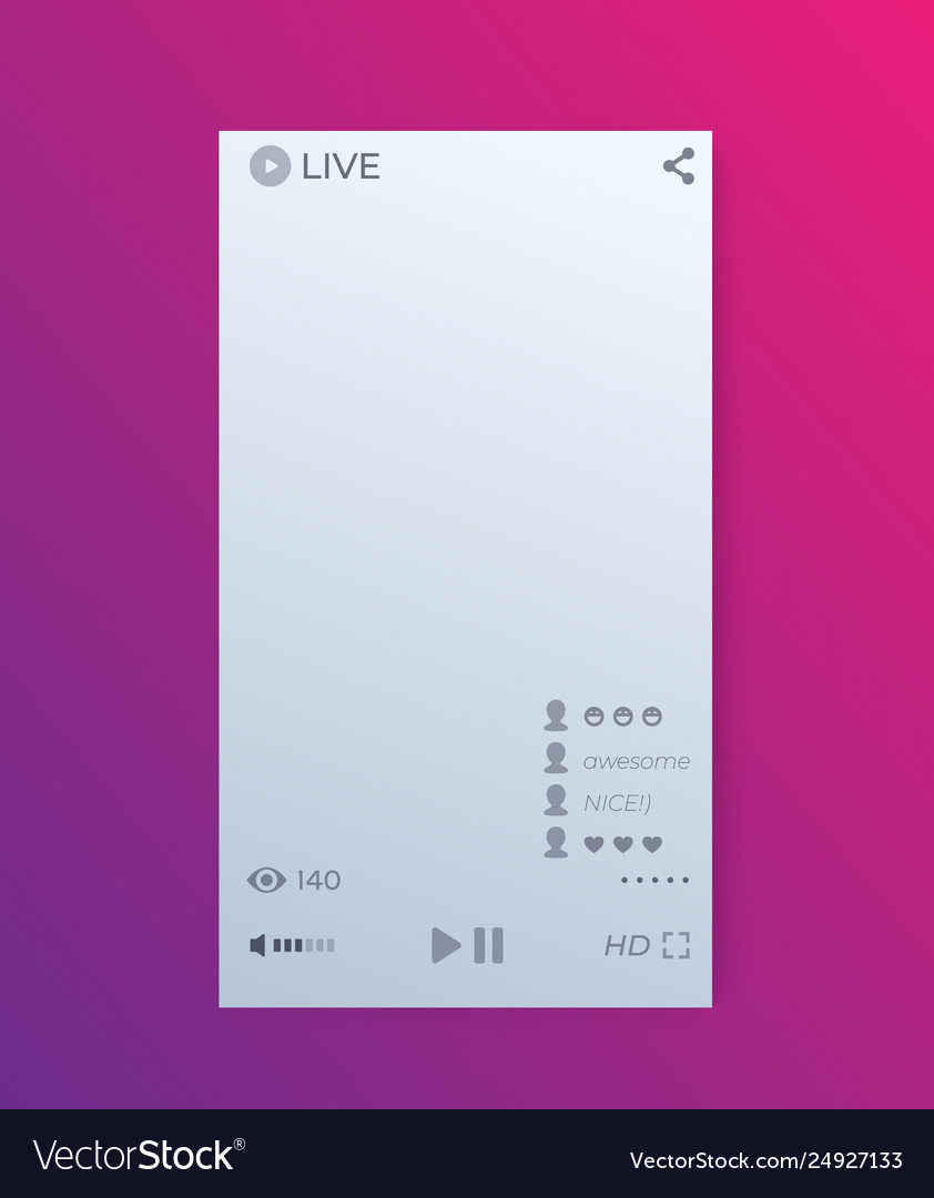 Live streaming video player interface mobile ui