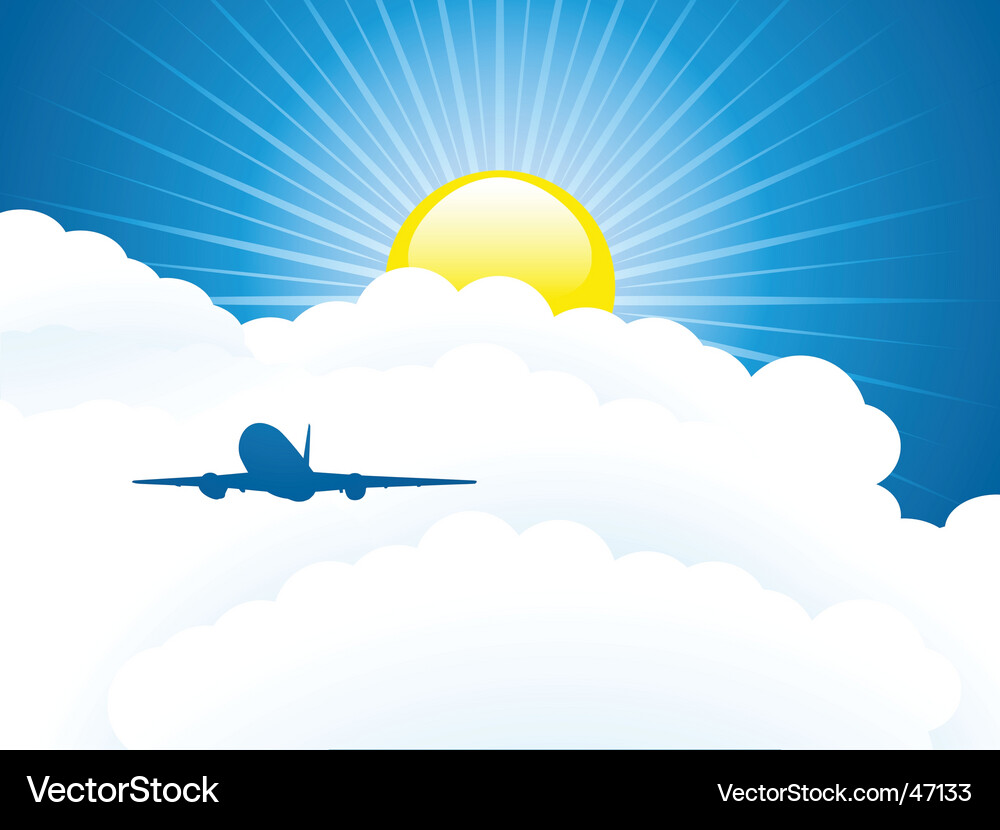 Plane and clouds Royalty Free Vector Image - VectorStock