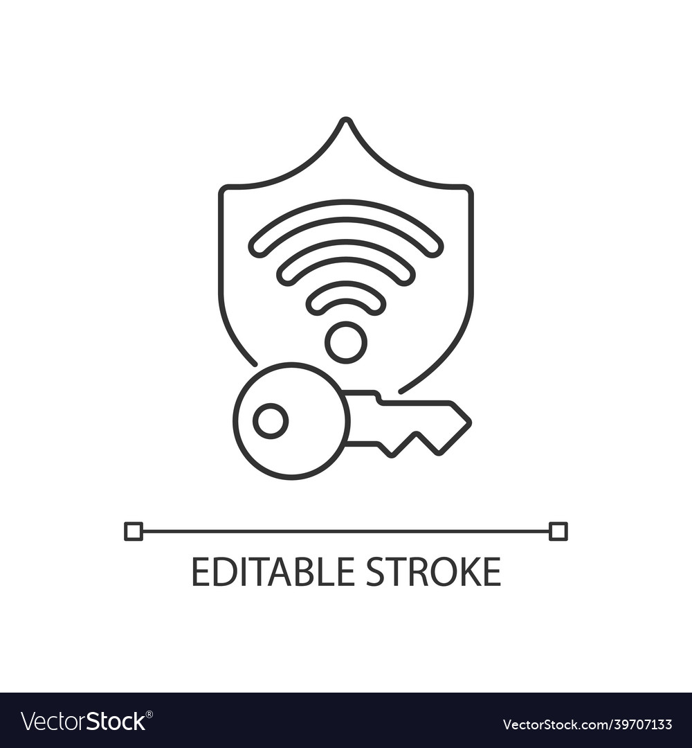 Protected wifi password linear icon vector image Protected wifi password linear icon