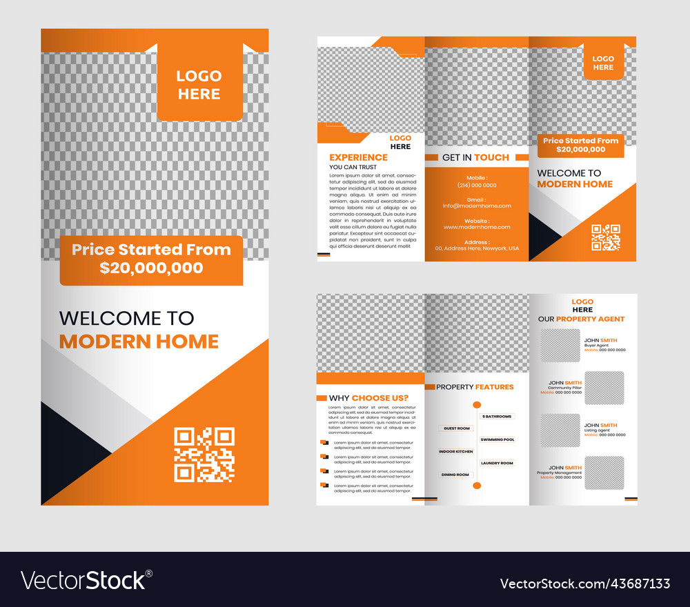 Real estate tri-fold brochure design template