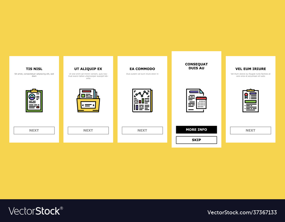 Reports documentation onboarding icons set vector image Reports documentation onboarding icons set