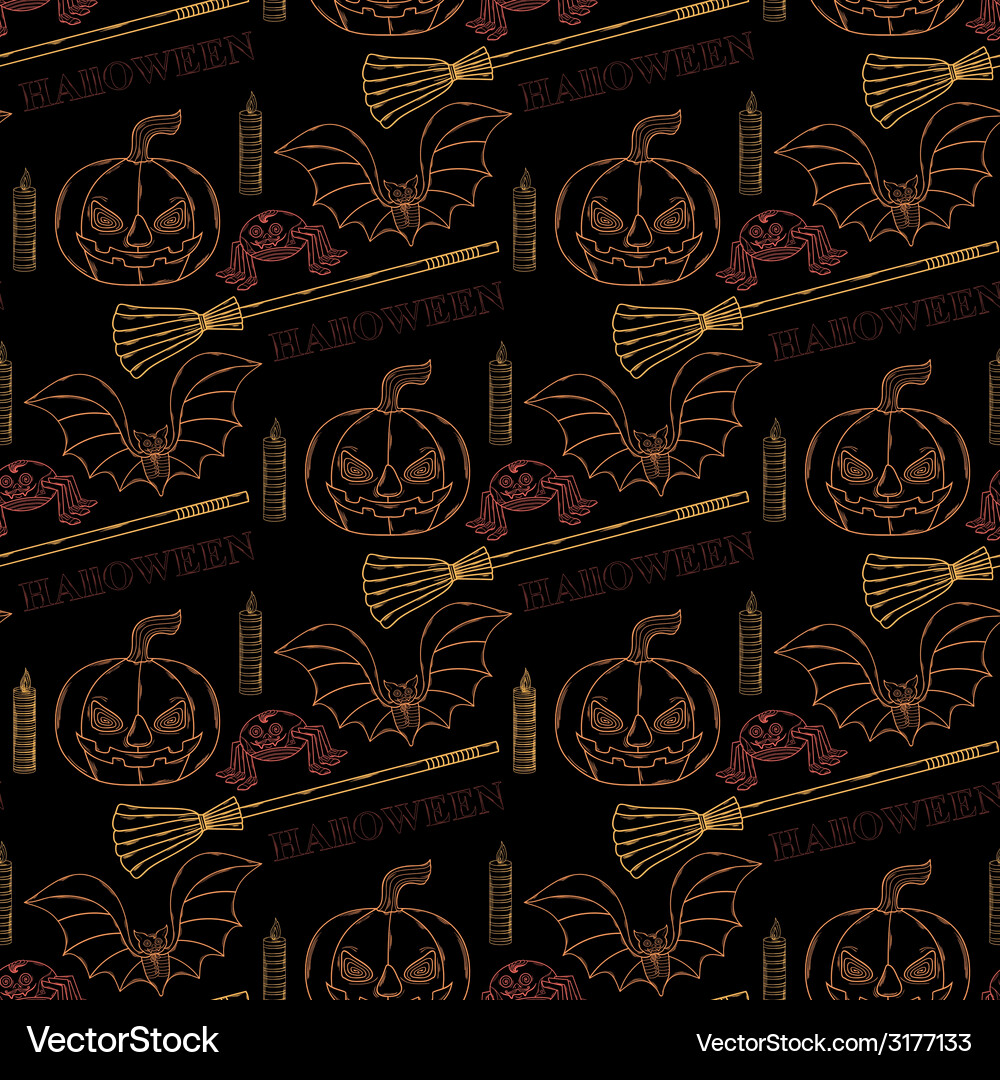 Seamless pattern halloween with themed elements Vector Image