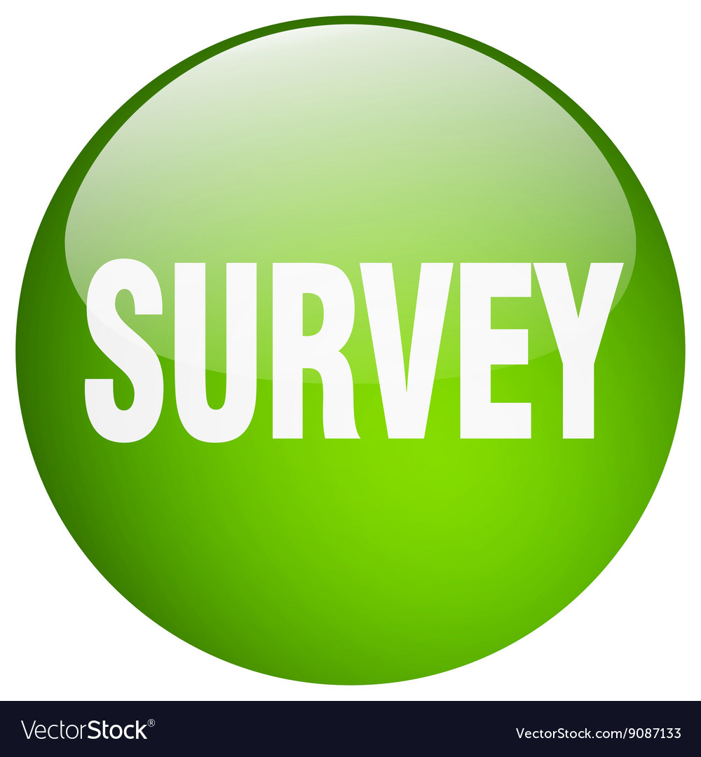 Survey green round flat isolated push button Vector Image