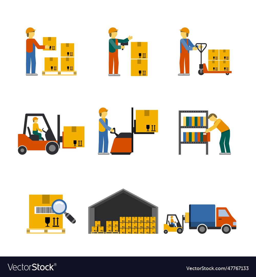 Warehouse icon flat Royalty Free Vector Image - VectorStock