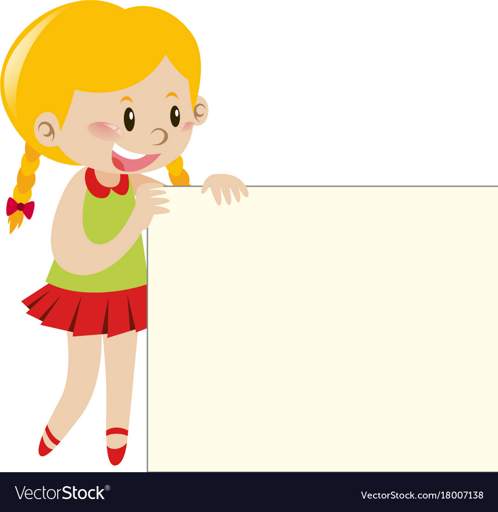 Blond girl holding blank sign Royalty Free Vector Image